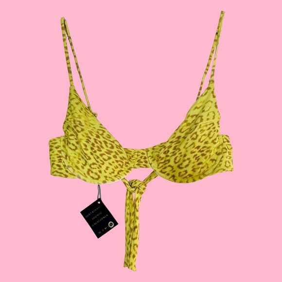 Skatie Other - SKATIE Kate Bikini Top in Tulum Neon Yellow Cheetah Leopard Print XL